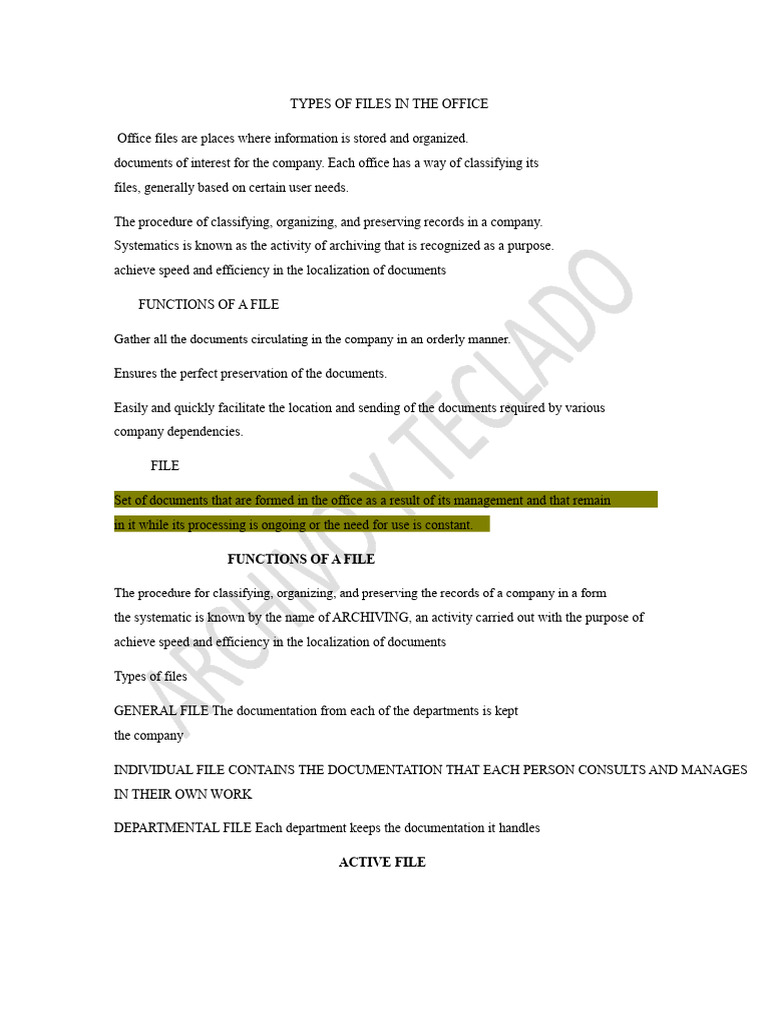 Types and Functions of Office Files | PDF | Goal | System