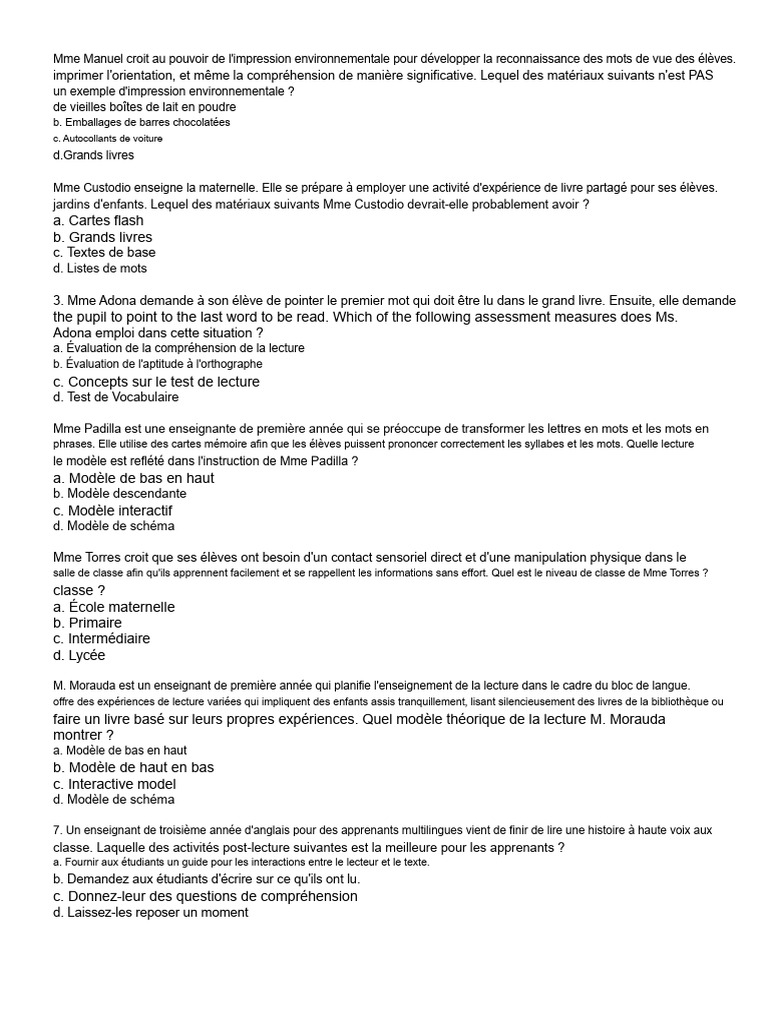 Stratégies d'enseignement de la lecture en classe | PDF | Concept de ...