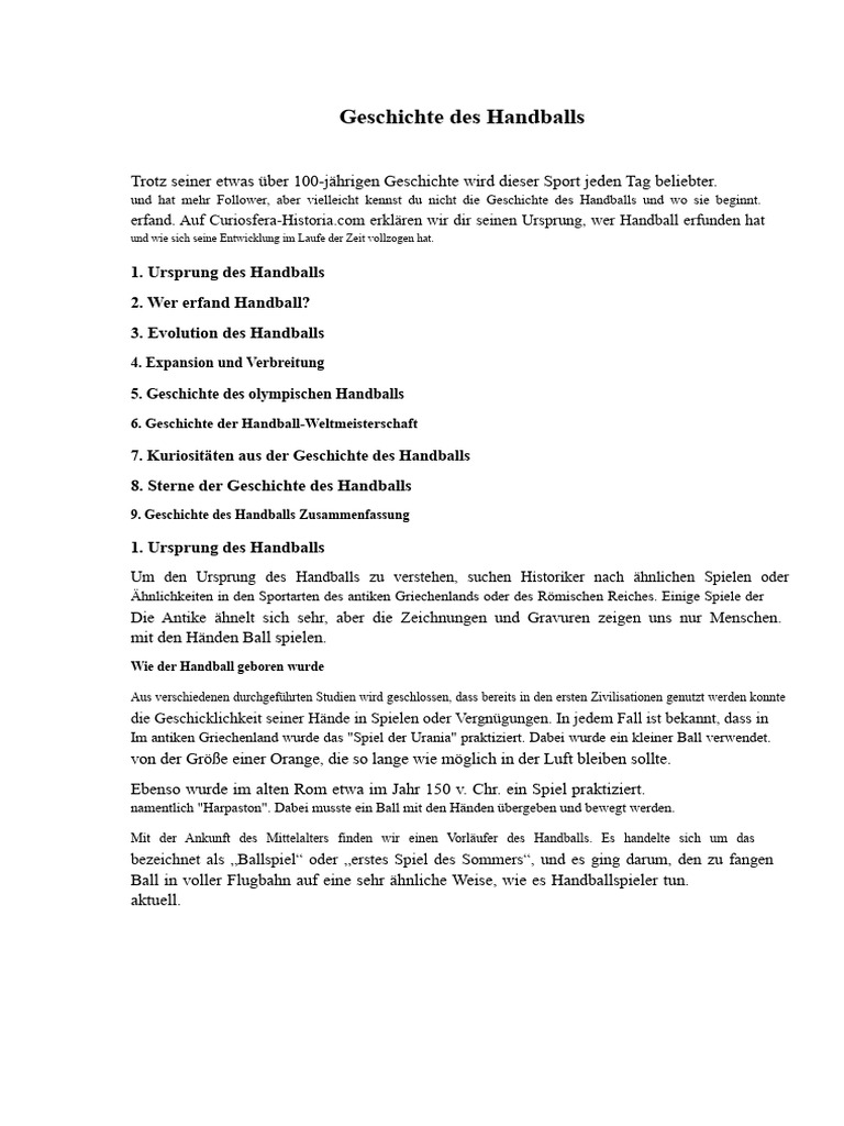 Geschichte Des Handballs | PDF