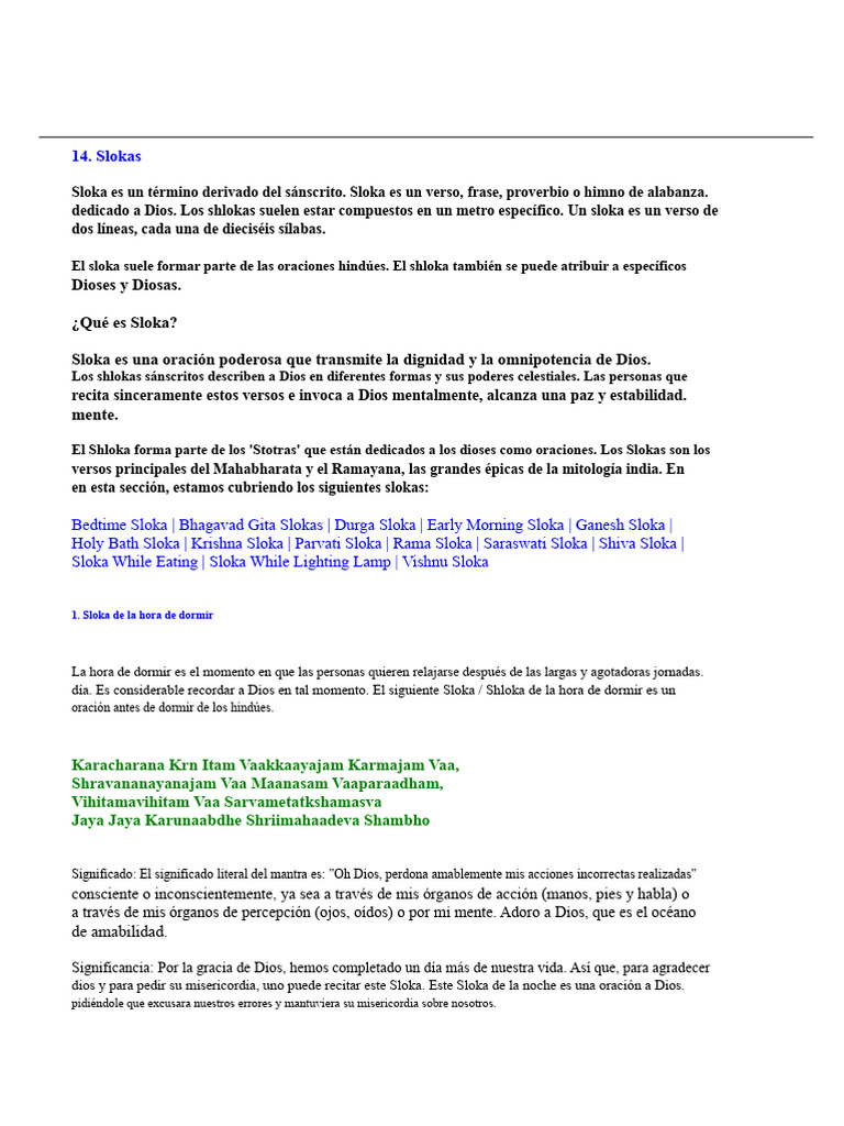 Significado y Tipos de Slokas Hindúes | PDF | Shiva | Vishnu