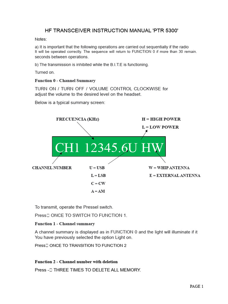 SIEMENS HF PTR 5300 RADIO INSTRUCTIONS (TRANSLATED) | PDF | Radio ...