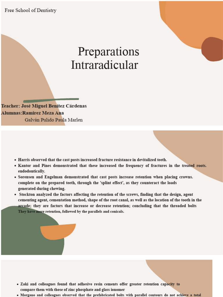 Intraradicular Post Preparation Guide | PDF | Dental Anatomy | Dentistry