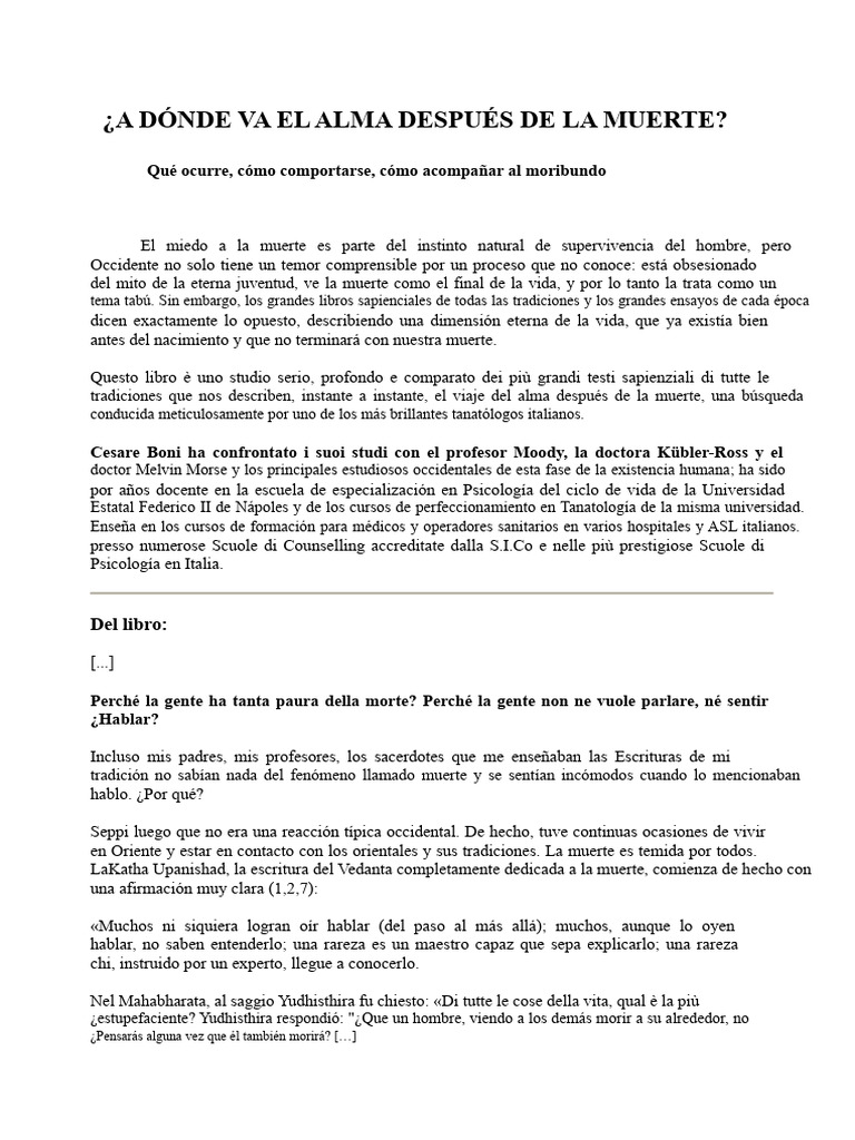 Boni - ¿Dónde Va El Alma Después de La Muerte? Síntesis | PDF | Muerte ...