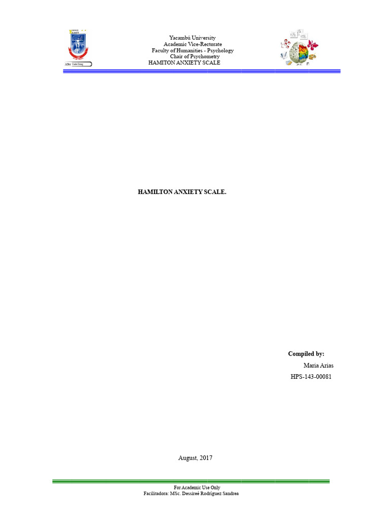 Hamilton Anxiety Scale Overview | PDF | Anxiety | Psychology
