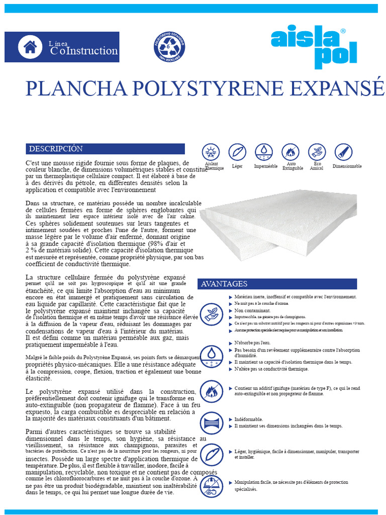 Polystyrène Expansé : Avantages et Caractéristiques | PDF | Polystyrène ...