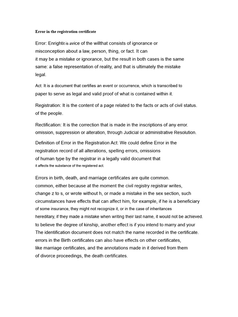 Correcting Registration Errors Guide | PDF | Birth Certificate | Government