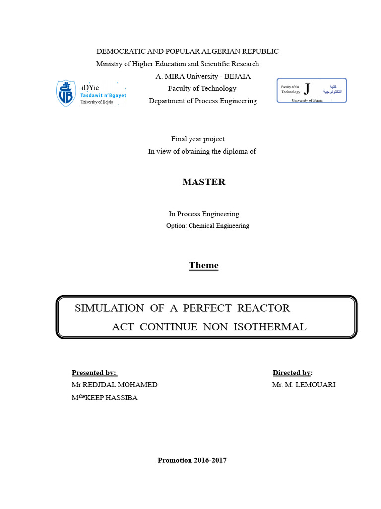 Simulation of A Perfectly Mixed Continuous Non-Isothermal Reactor | PDF ...