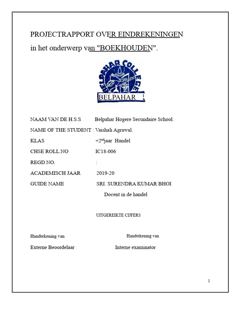 Project Rapport Over Eindrekeningen | PDF