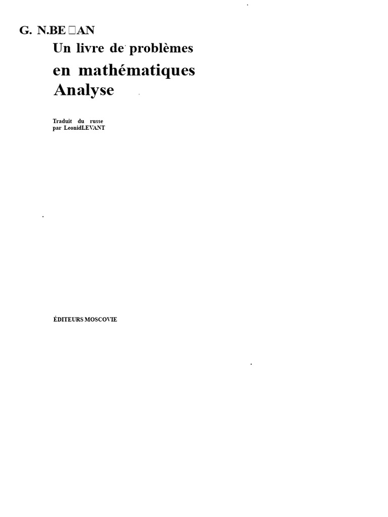 Problèmes d'analyse mathématique | PDF | Mathématiques