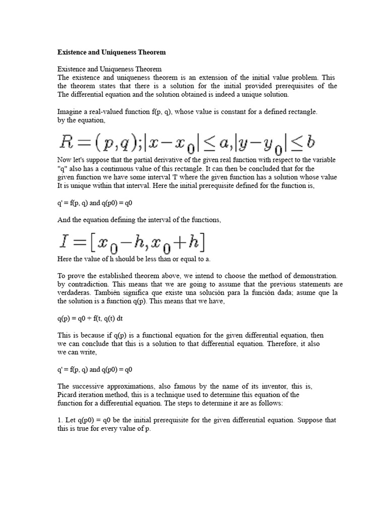 Existence and Uniqueness Theorem Explained | PDF | Mathematics ...