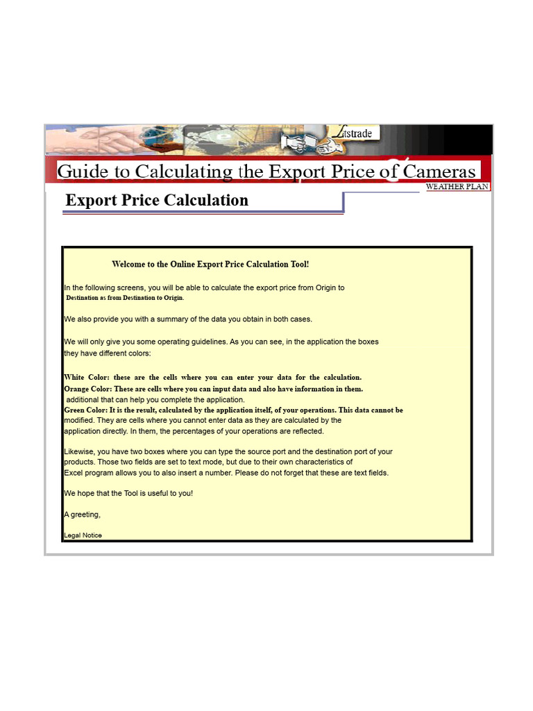 Export Price Calculation Tool Guide | PDF | Business | Trade