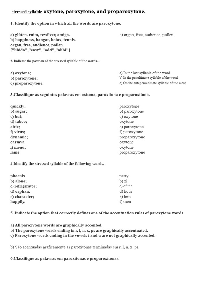 Tonic Syllable - Exercises - 2 - 1 | PDF | Stress (Linguistics) | Phonetics