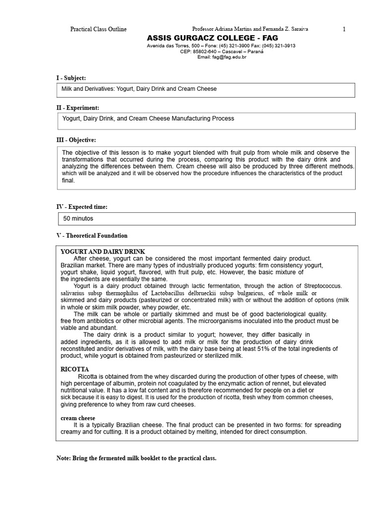 Yogurt and Dairy Product Manufacturing Guide | PDF | Yogurt | Milk