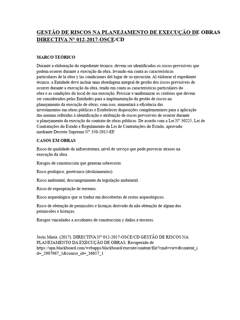 Gestão de Riscos em Obras Públicas | PDF