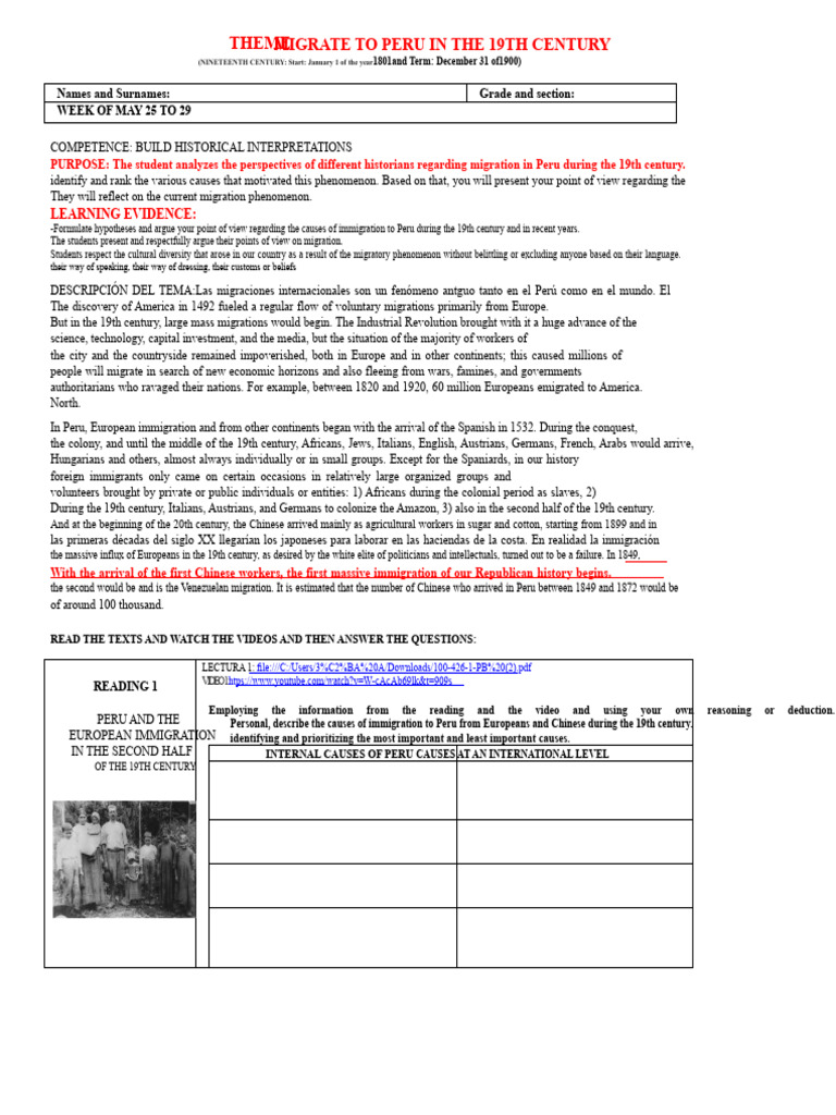 File On Migration in Peru in The 19TH Century | PDF | Peru | Human ...