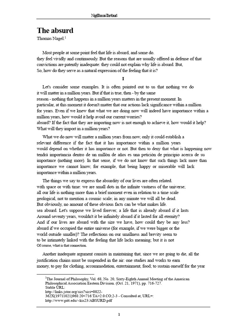 Understanding Life's Absurdity: Nagel's Insights | PDF | Skepticism ...