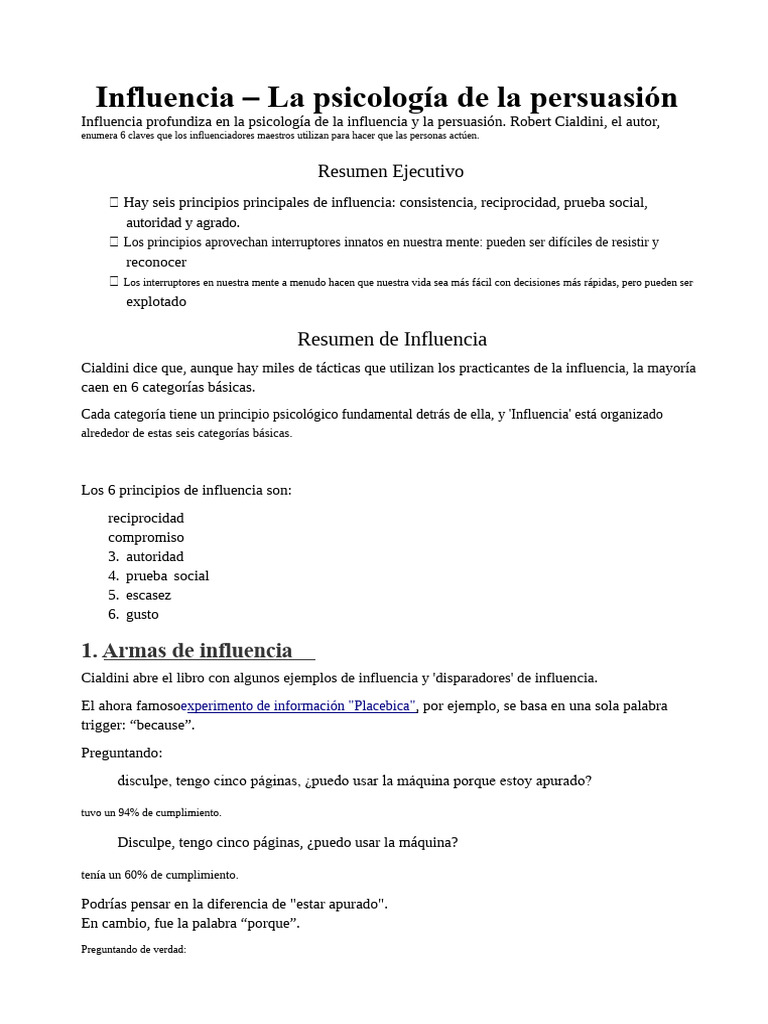 Psicología de la Persuasión: 6 Claves | PDF | Persuasión | Conceptos ...