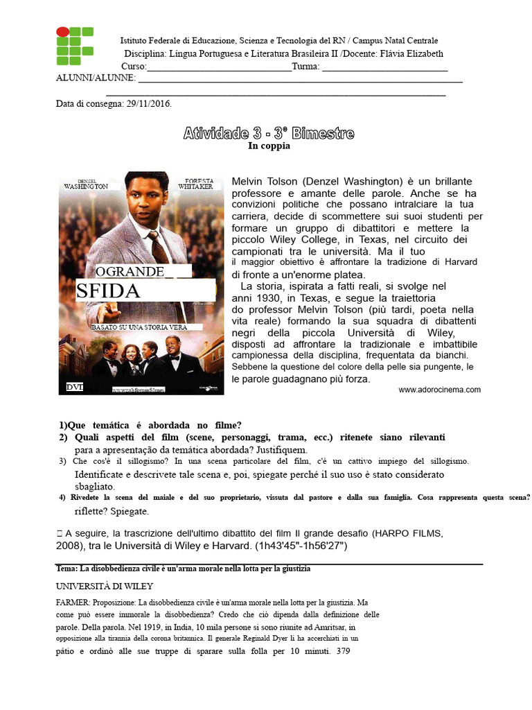Attività Film Il Grande Sfida | PDF