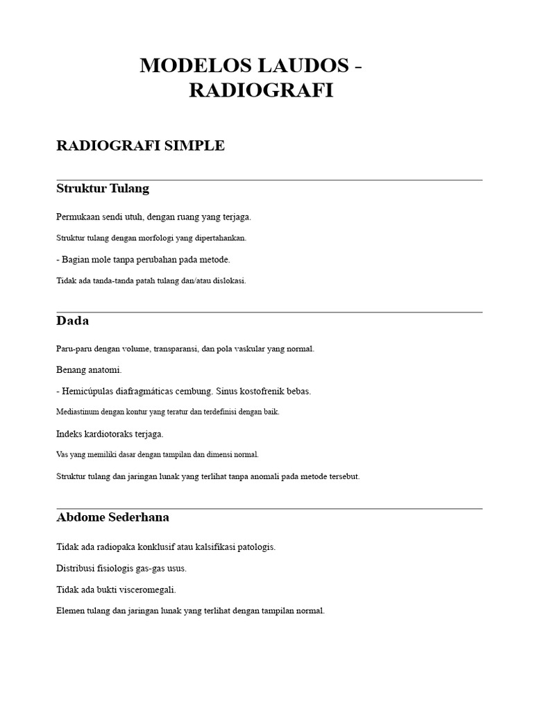 Model Laporan - Rontgen | PDF
