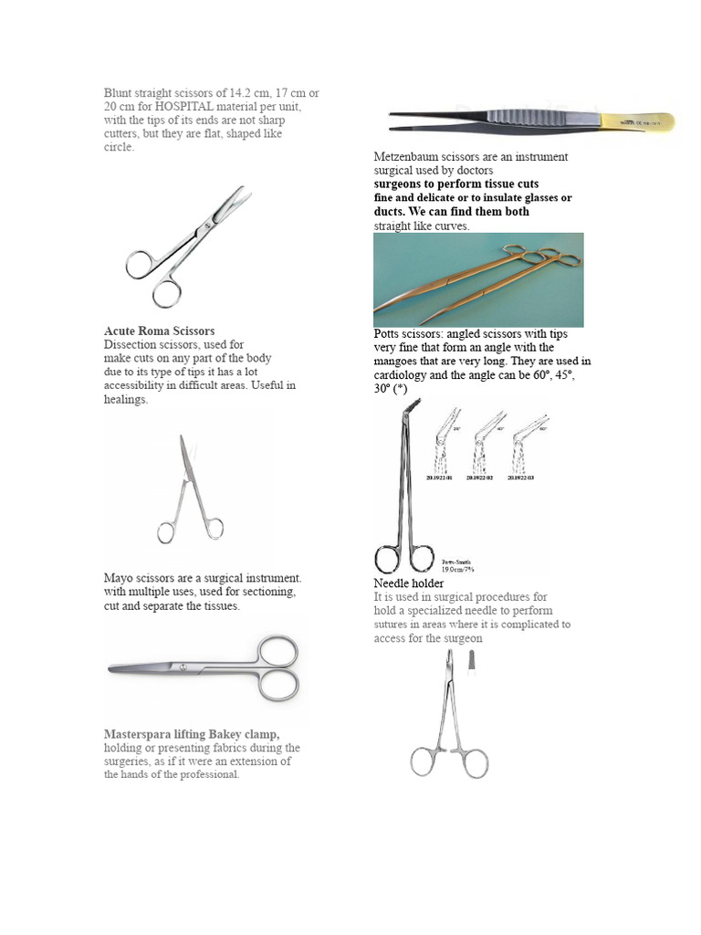 Scissors and Surgical Forceps | PDF | Surgical Suture | Surgery