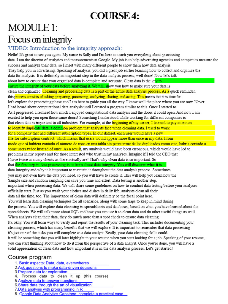 COURSE 4 DATA ANALYSIS | PDF | Data Analysis | Sampling (Statistics)