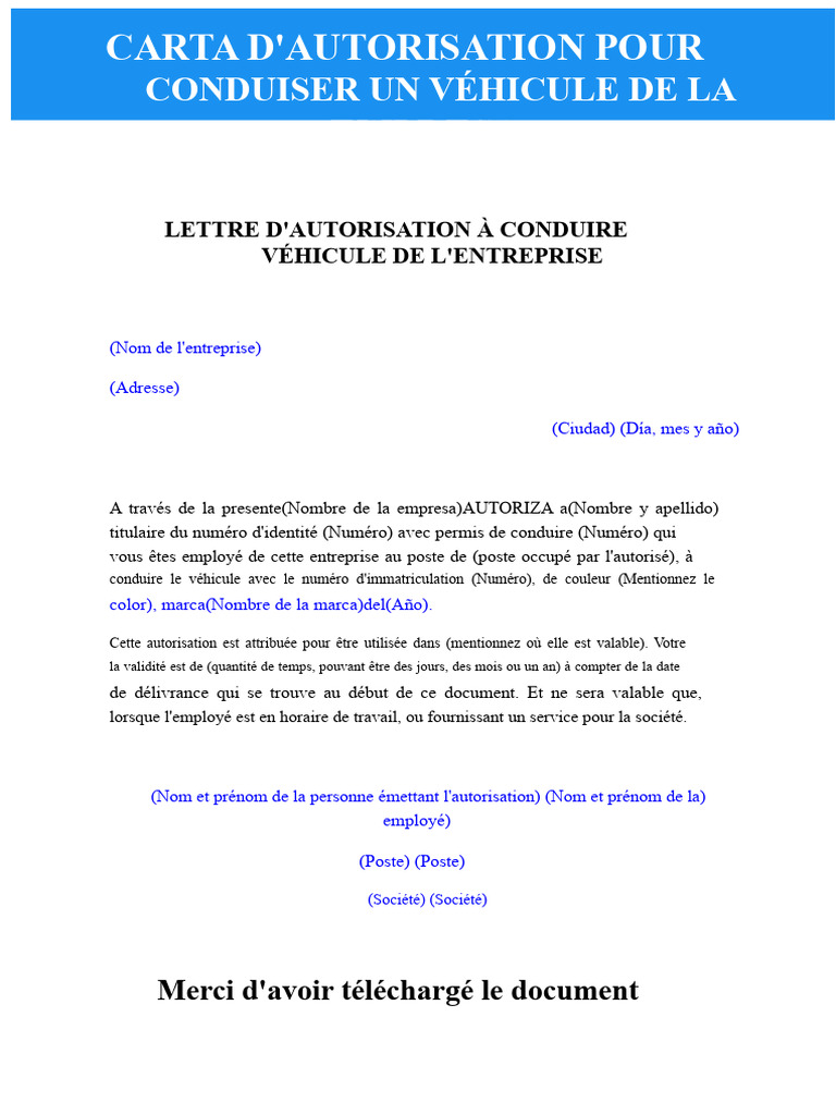 Autorisation de Conduite d'Entreprise | PDF