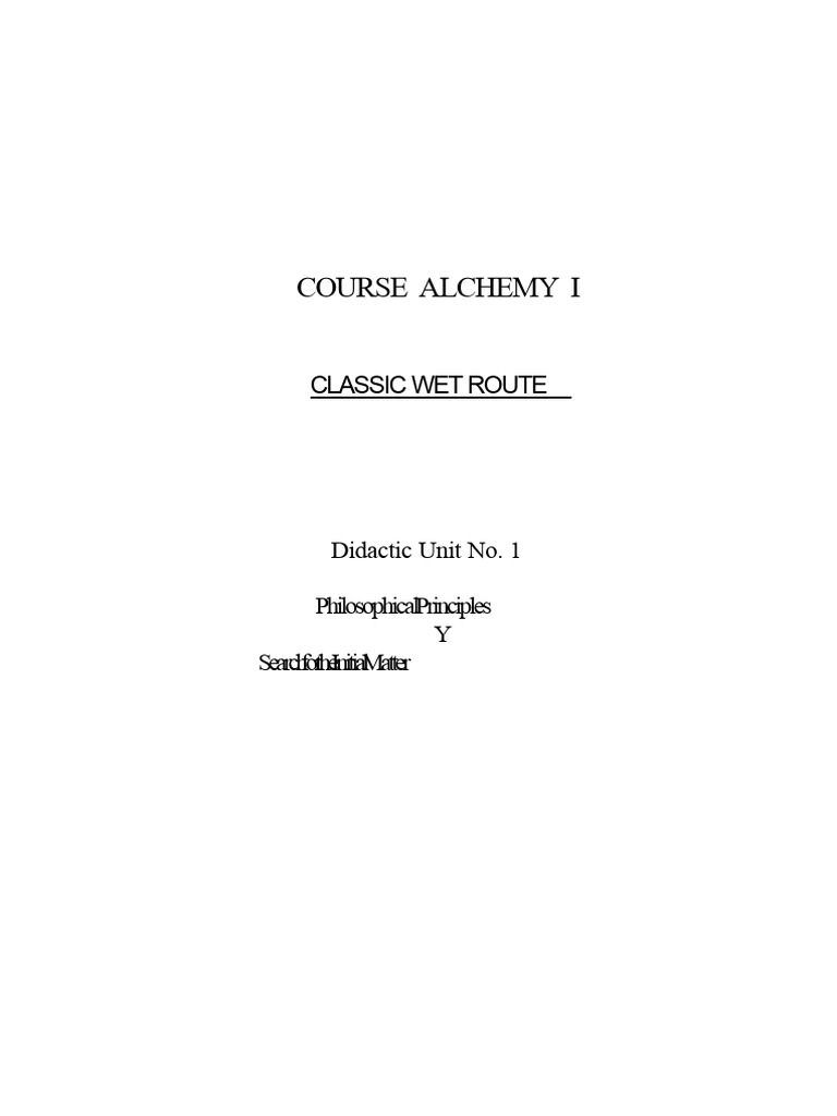 Alchemy I: Philosophical Principles Unit | PDF | Alchemy | Hermeticism