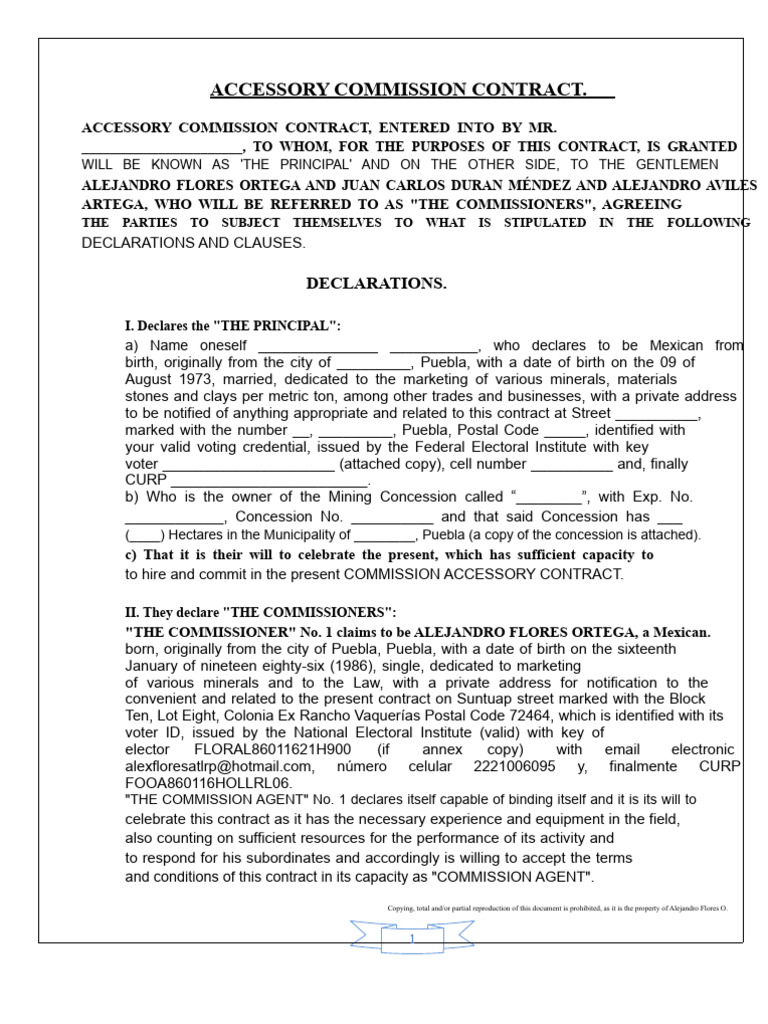 Accessory Commission Contract for Mining | PDF | Justice | Crime & Violence