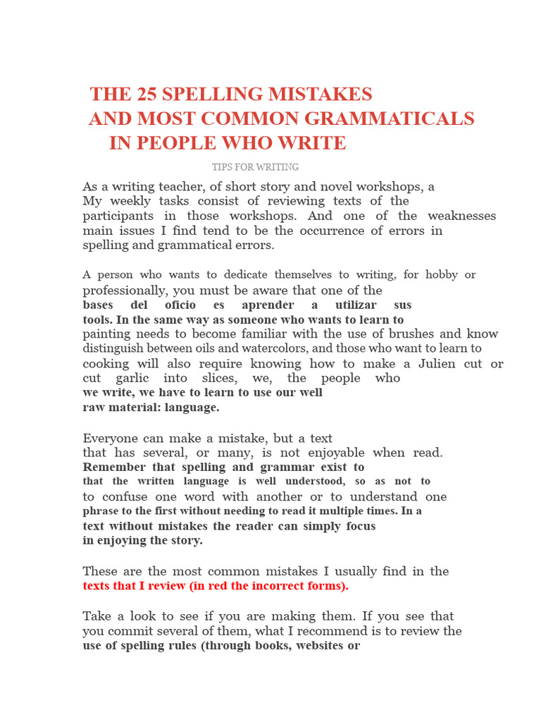 The 25 Most Common Spelling and Grammatical Errors in People Who Write ...