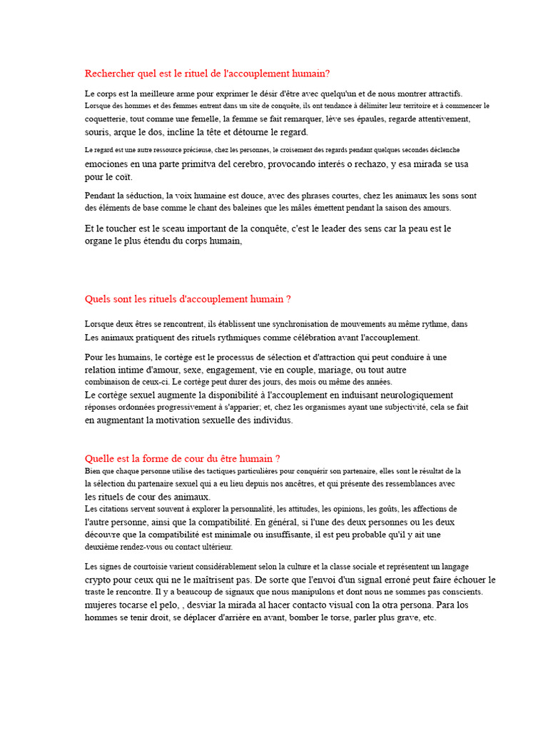 Rituels d'accouplement humain expliqués | PDF