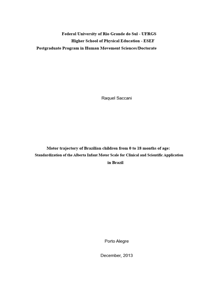 AIMS Alberta Infant Motor Scale | PDF | Percentile | Behavioural Sciences