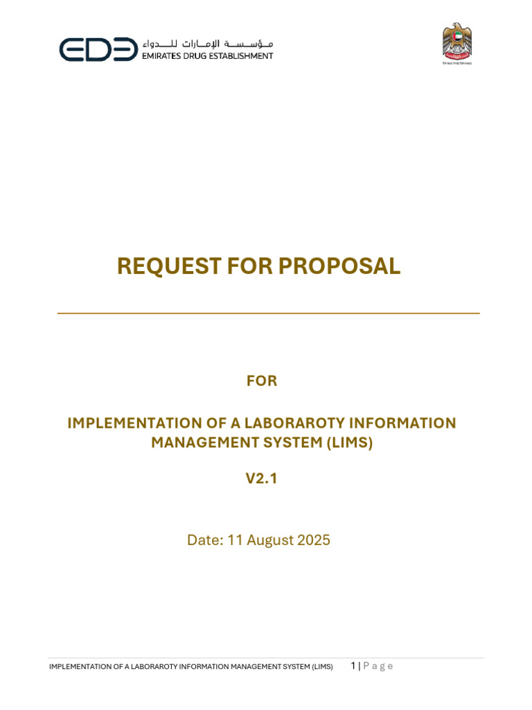 RFP For Implemetation of A Laboratory Information Management System ...