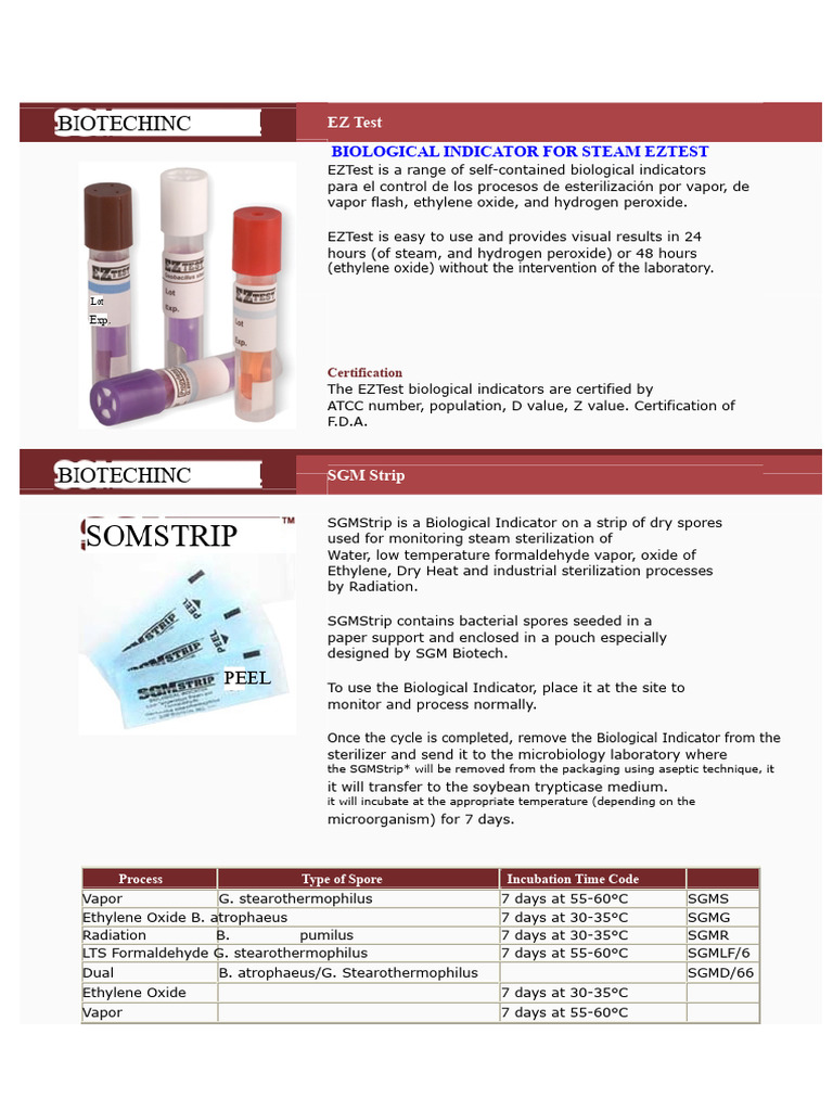 Biological Indicators for Sterilization | PDF | Sterilization ...