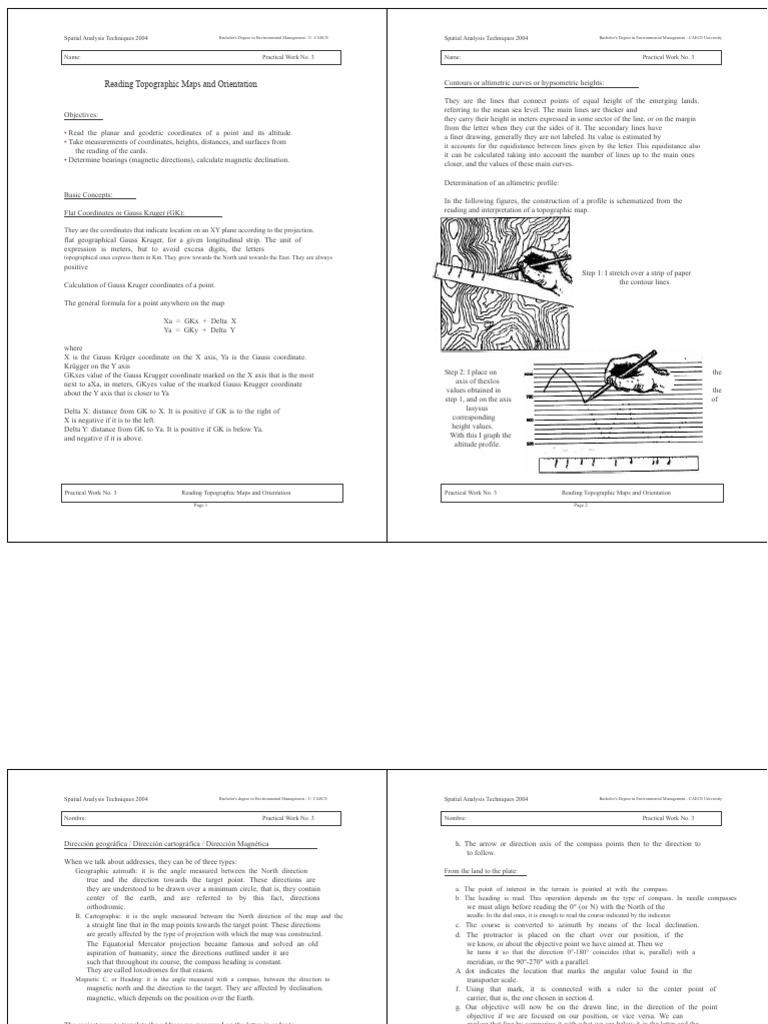 Topographic Map Reading Techniques | PDF | Compass | Cartography