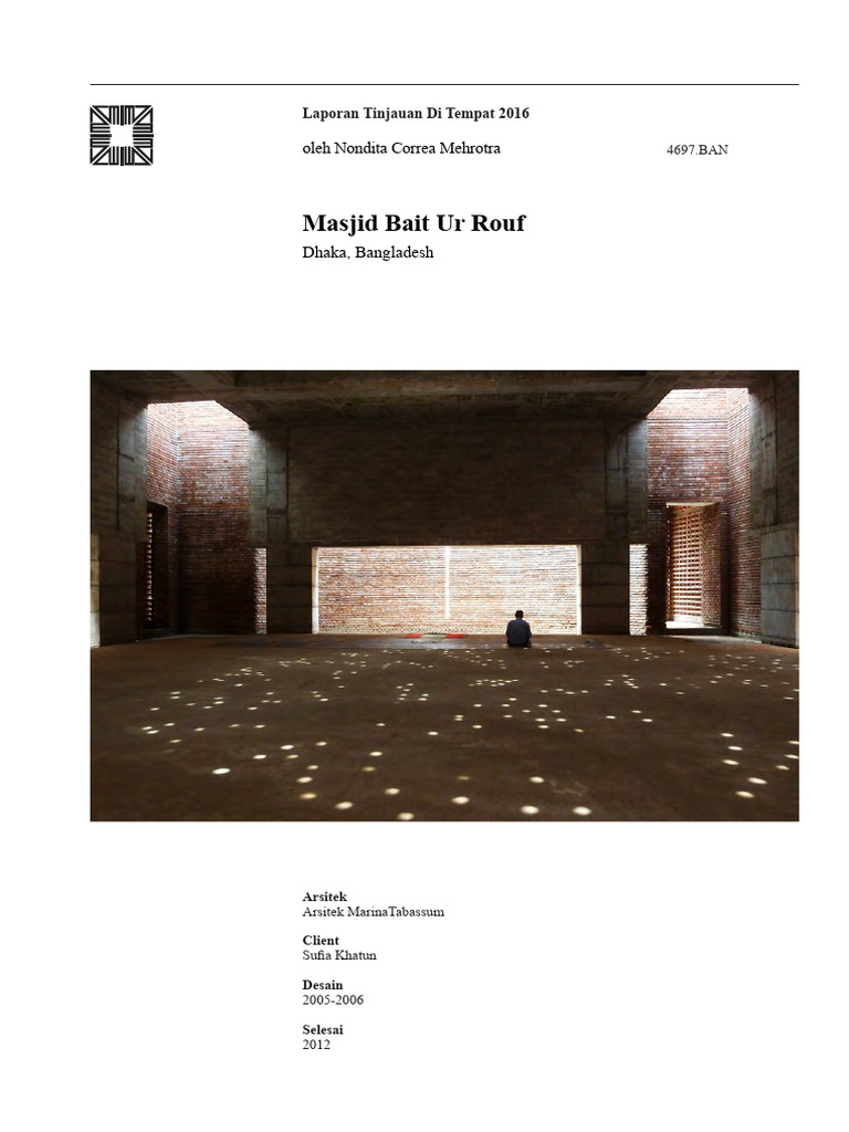 Masjid Bait Ur Rouf: Arsitektur Partisipatif Dhaka | PDF