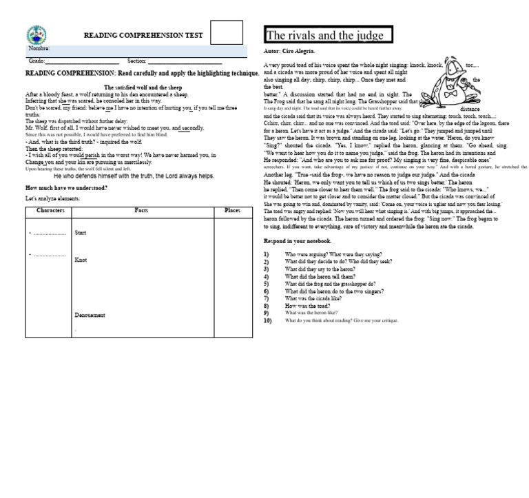 Reading Comprehension Test Guide | PDF