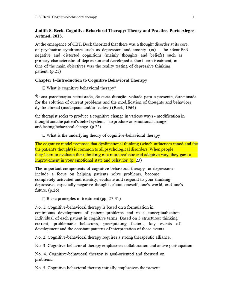 Judith S. Beck - Cognitive Behavioral Therapy - Theory and Practice ...