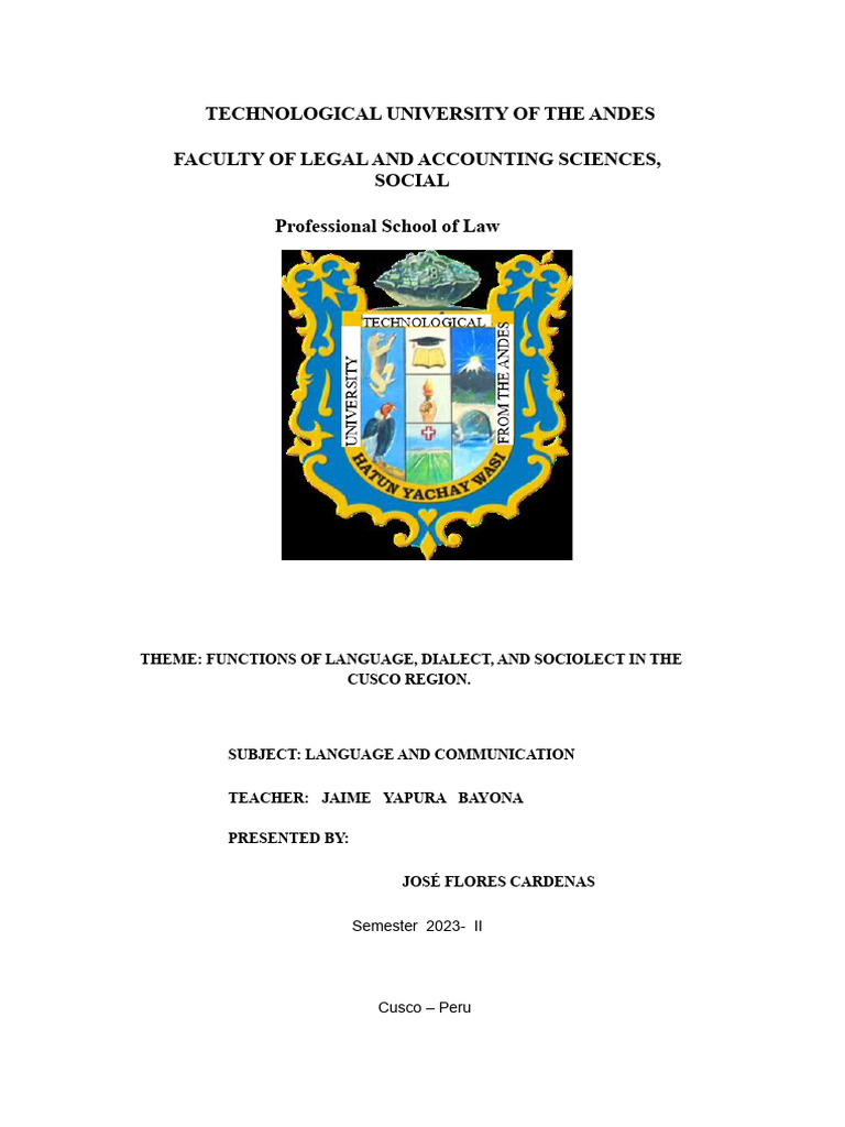 Dialect and Sociolect in Cusco | PDF | Spanish Language | Linguistics