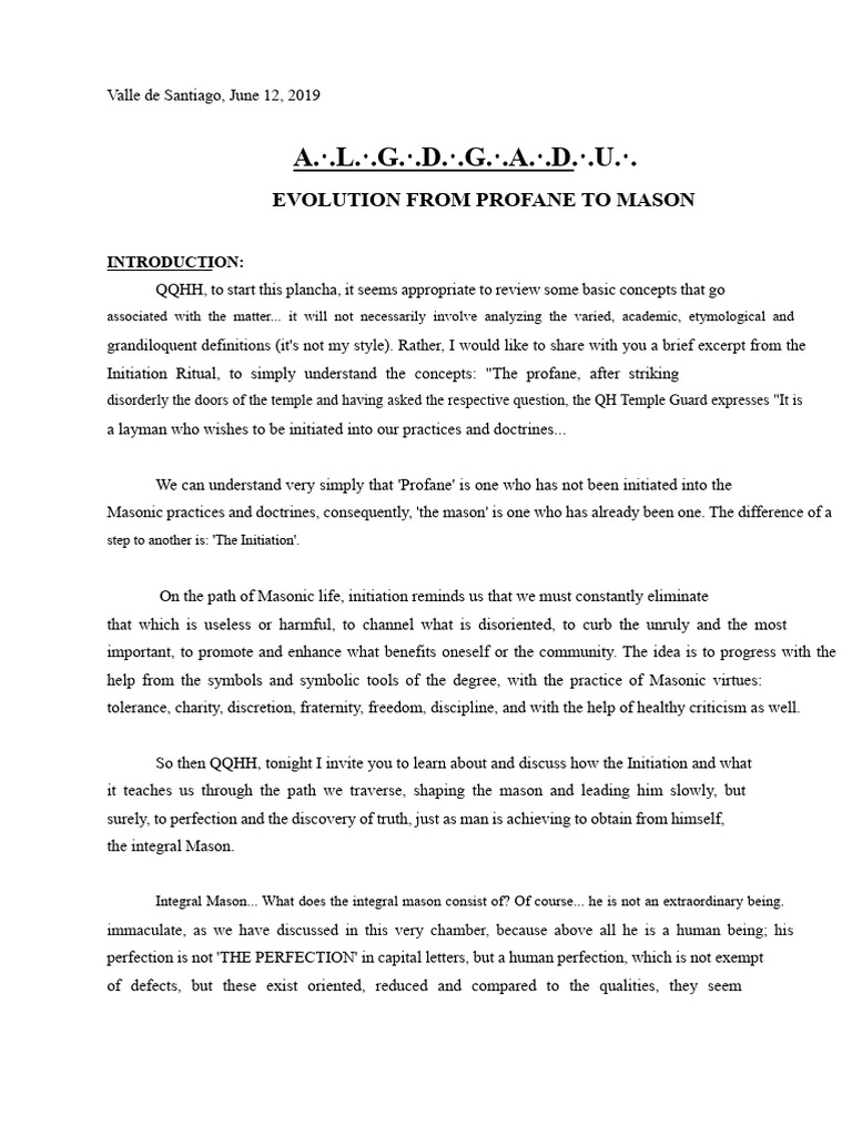 From Profane to Integral Mason: A Journey | PDF | Freemasonry | Rituals