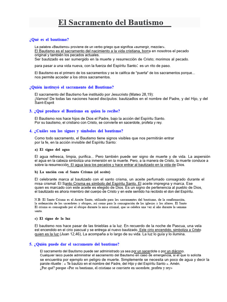 Significado y Ritos del Bautismo Cristiano | PDF | Bautismo | Sacramentos