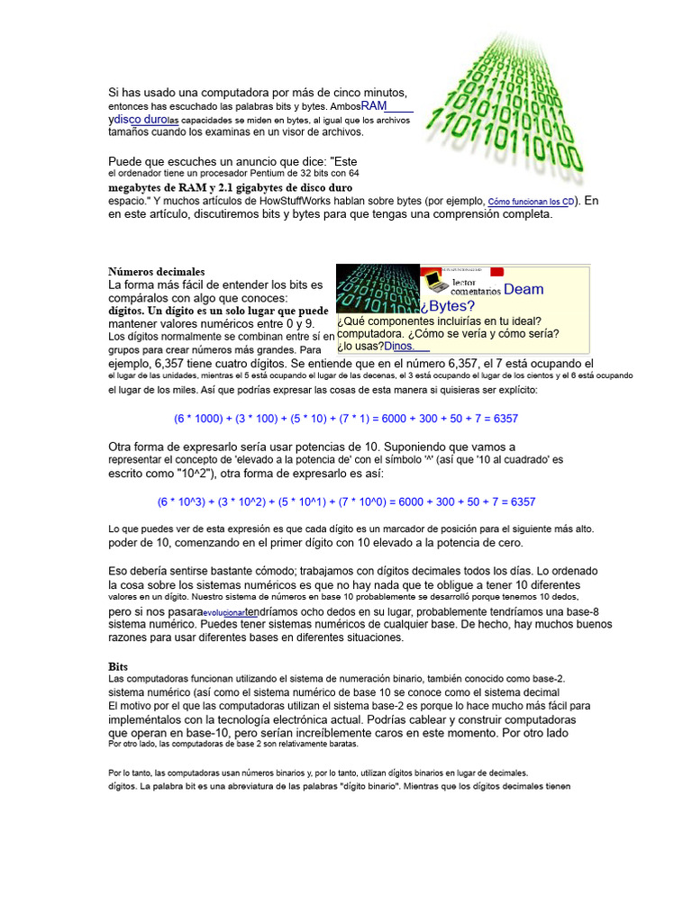 Bits y Bytes | PDF | Poco | Ascii