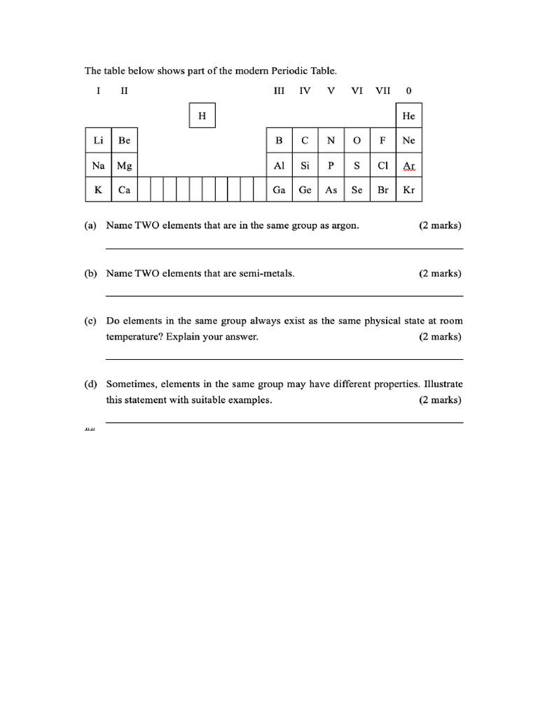 True or False: Periodic Table Statements | PDF