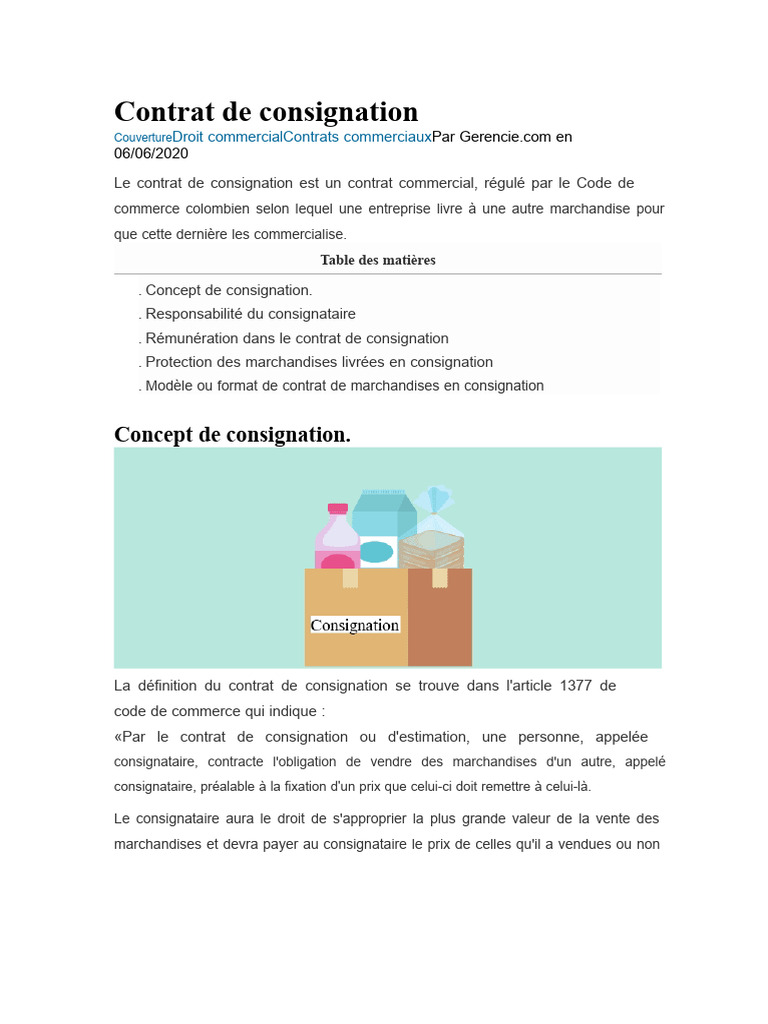 Guide du contrat de consignation | PDF | Sodles | Commerce