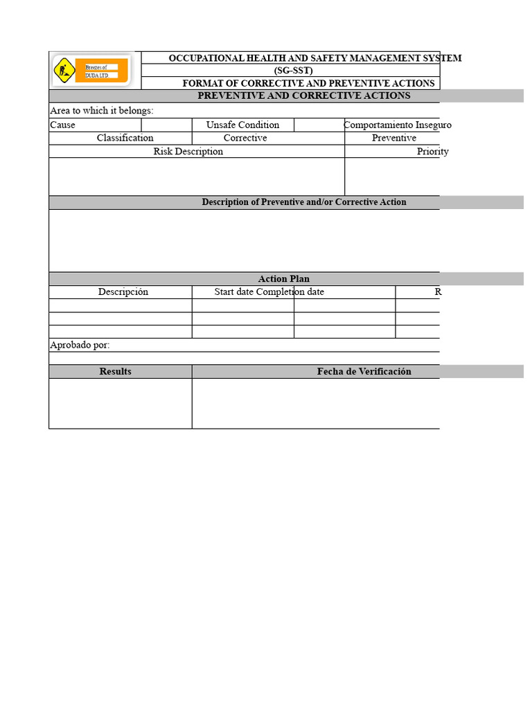 Format for Corrective and Preventive Actions | PDF