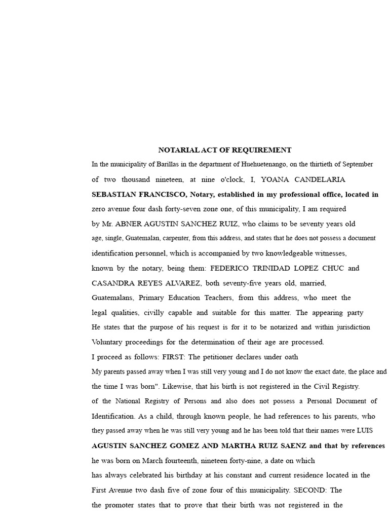 NOTARIAL ACT OF REQUEST FOR DETERMINATION OF AGE | PDF | Notary Public ...