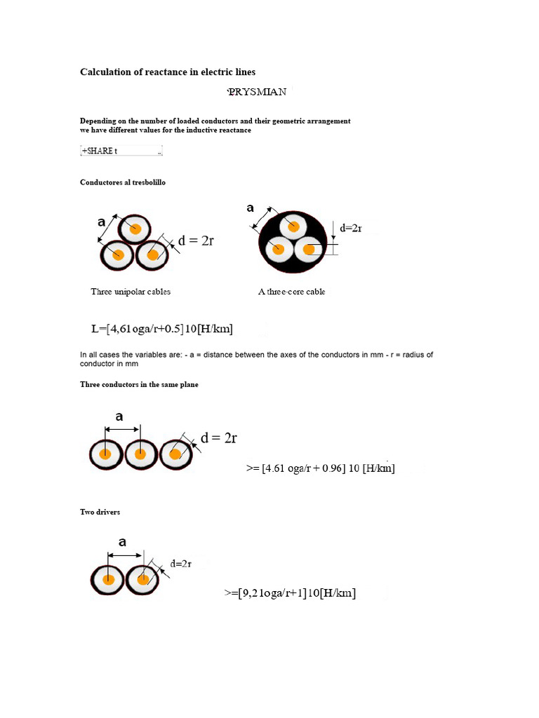 Reactance Calculation in Electric Lines | PDF | Electrical Impedance ...