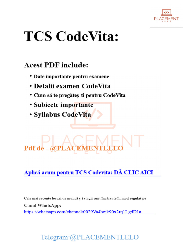 Examen TCS CodeVita Toate Detaliile | PDF