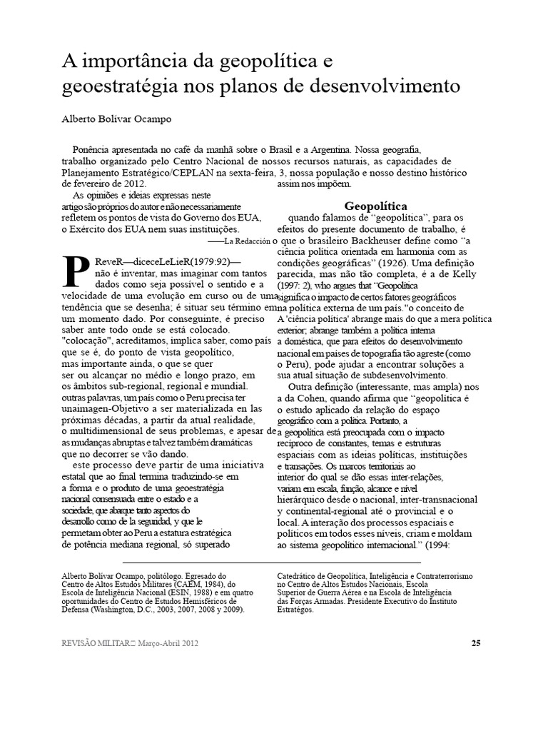 Geopolítica e Desenvolvimento Nacional | PDF | Geopolítica | Geografia