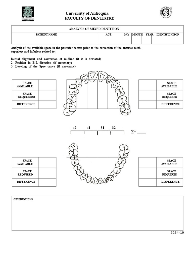 Analysis of Mixed Dentition | PDF
