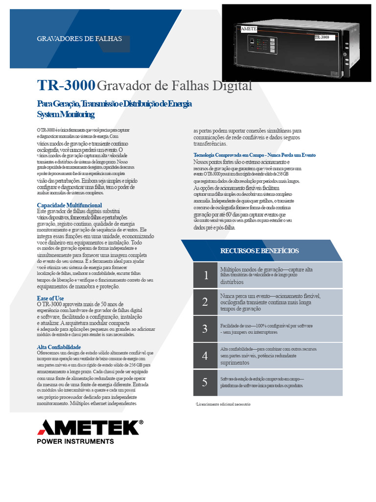 Gravador de Falhas Digital TR-3000 | PDF | Armazenamento de dados de ...